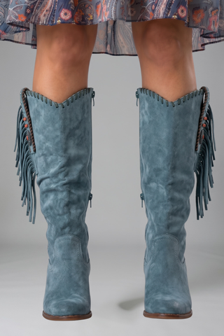 Dames Laarzen met Blokhak voor de Herfst Blauw