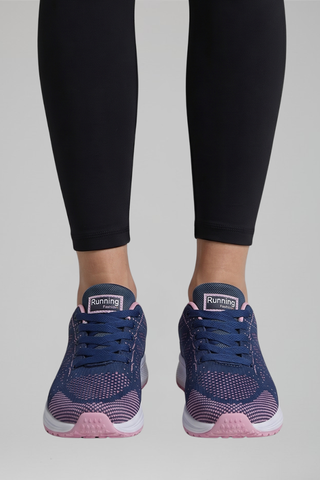 Dames Wandelschoenen met Vetersluiting voor de Hele Dag Comfort Blauw Paars