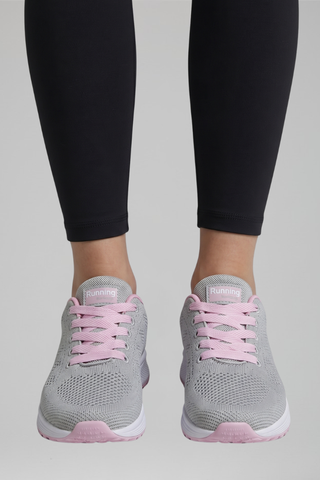 Dames Wandelschoenen met Vetersluiting voor de Hele Dag Comfort Grijs Roze