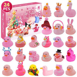 Adventskalender met 24 kerst-badeendjes