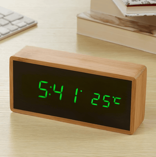Bamboe LED Wekker Digitale Alarm Wekker Voor Thuis Groente