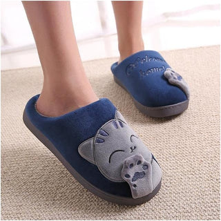 Baty | Herfst- en winterpantoffels met kattenmotief, comfortabel en schattig Blauw