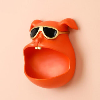 Wandorganizer Hond met Open Bek van Hars – Opbergoplossing voor Sleutels en Accessoires, Compact 21x10x16.5 cm Oranje