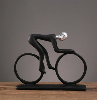 Beeld van wielrenner - fietssculptuur Zilver