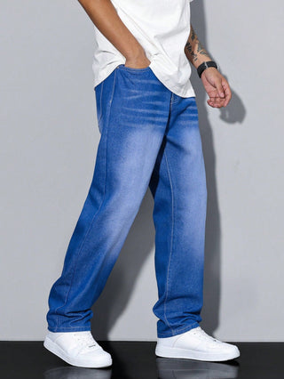 Daan | Effen kleur casual heren jeans Blauw