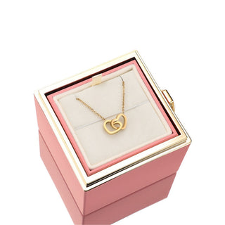 Eternal Rose Box met gegraveerde ketting en kunstroos - Isabel
