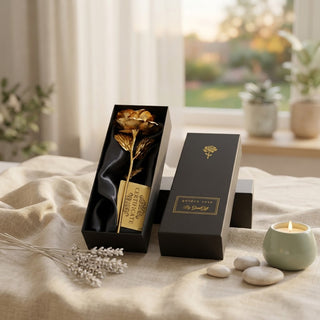 Echte roos, gedoopt in 24-karaats goud, bewaard als een tijdloos liefdesgeschenk.