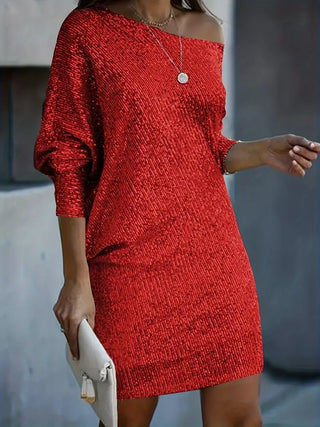 Feestjurk Met Contrasterende Pailletten Rood