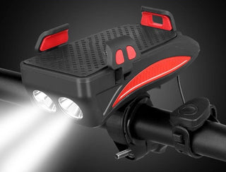 FietsPro 4-in-1 Telefoonhouder, Powerbank, Verlichting & Claxon Rood