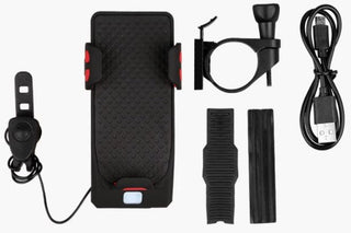 4-in-1 telefoonhouder met powerbank, verlichting en bel - Lawzon