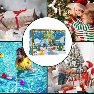 Adventskalender met 24 kerst-badeendjes