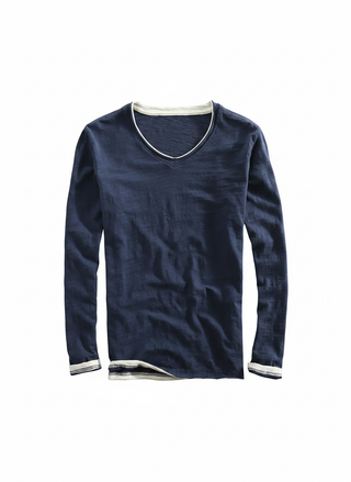 Bram | Heren V-Hals Sweatshirt Lange Mouw Zachte Katoen Pullover