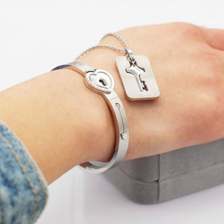 Armband- en kettingset 'Jij bent de sleutel tot mijn hart' in amber