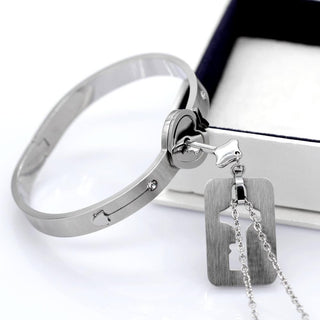 Armband- en kettingset 'Jij bent de sleutel tot mijn hart' in amber