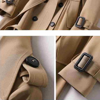 Lange Dames Jas Elegante Dubbele Knoopsluiting Met Knopen