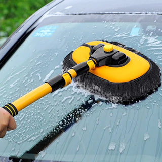 Hanmop | Uitschuifbare mop voor effectieve autoreiniging met microvezelkop Geel Zwart