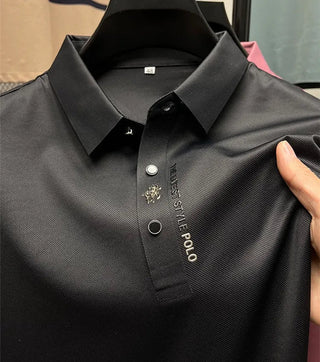 Heren Poloshirt Spierfit Katoen Italiaans Design Zwart