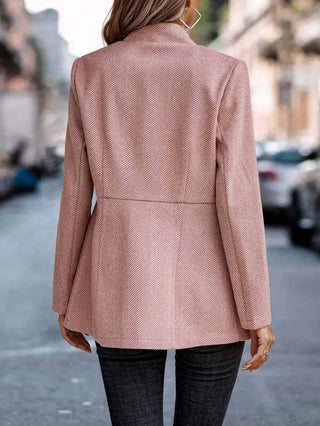 Dames Blazer Jas Modern Roze Effen Lange Mouwen Slim
