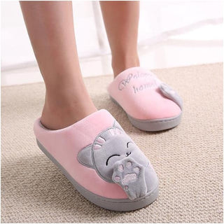 Baty | Herfst- en winterpantoffels met kattenmotief, comfortabel en schattig Roze