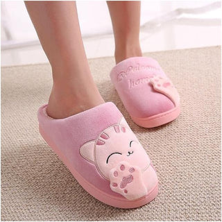 Baty | Herfst- en winterpantoffels met kattenmotief, comfortabel en schattig Rood