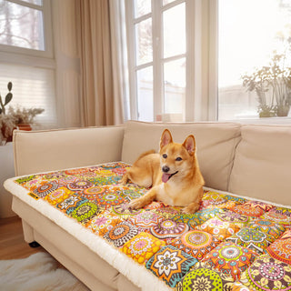 Gezellige Geruite Patchwork Huisdierenmat en Meubelbeschermer Bohemia