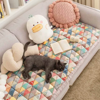 Gezellige Geruite Patchwork Huisdierenmat en Meubelbeschermer Iris