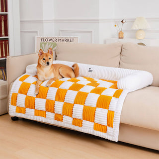 Gezellige Geruite Patchwork Huisdierenmat en Meubelbeschermer Geel-Pro