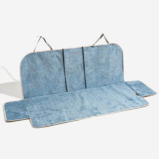 Waterdichte Gestreepte Chenille Autostoelbeschermer voor Huisdieren Blauw Volledige Set