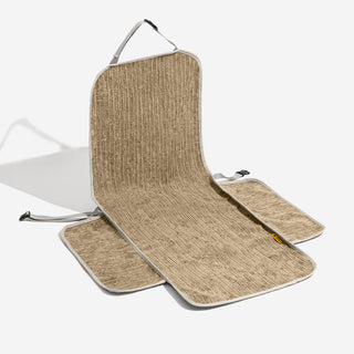 Waterdichte Gestreepte Chenille Autostoelbeschermer voor Huisdieren Kaki Eén Stoel