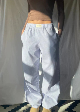 Dames Broek met Elastische Tailleband en Praktische Zijzakken Blauw