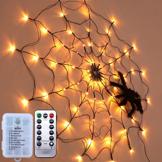 Halloween decoratieve LED-verlichting met spinnenweb Batteri fjernbetjening