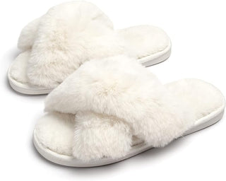 Degan | Pantoffels met gekruiste bandjes, warm en stijlvol Wit